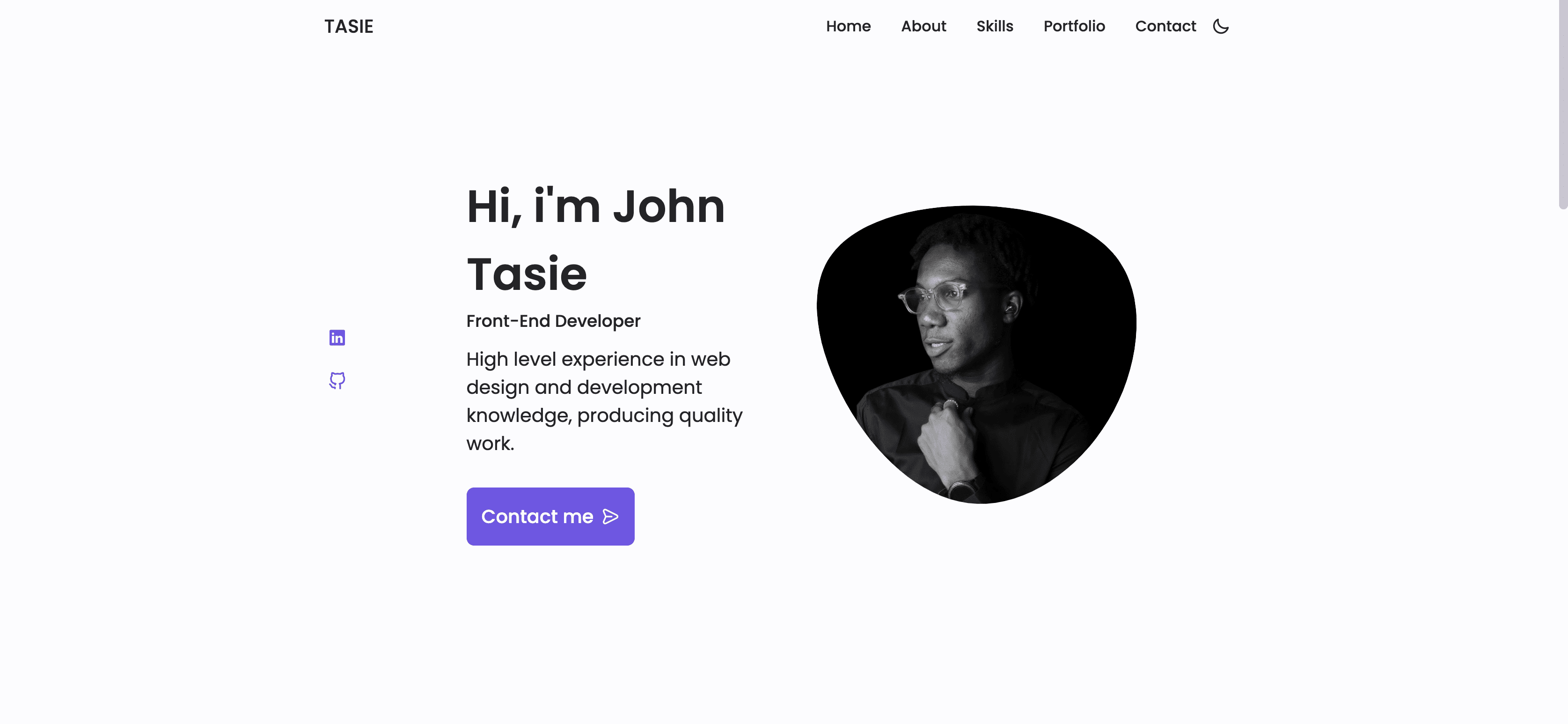 Screenshot of John Tasie's portfolio website