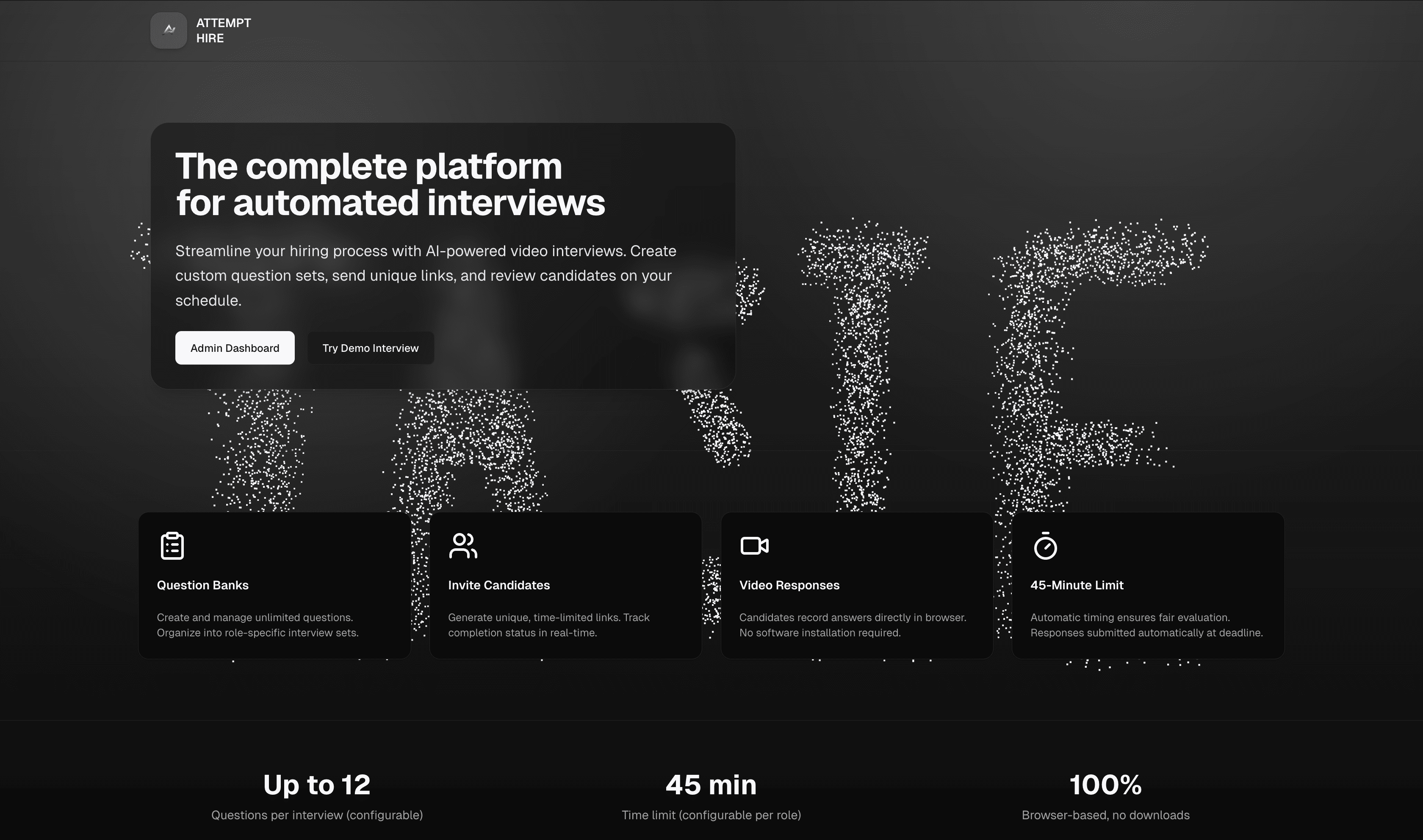 Attempt Hire dashboard showing interview workflow management